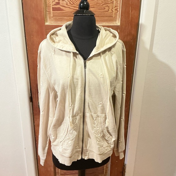 Sundance off-white embroidered zip up hoodie jacket - Picture 3 of 13